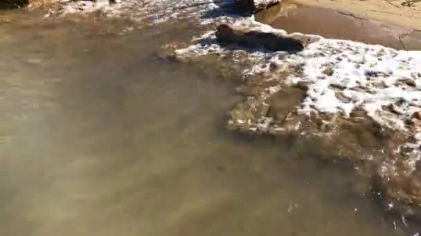 Paix Vieux Faisceaux Dérive Dans Mousse Des Vagues Mer Sur — Video