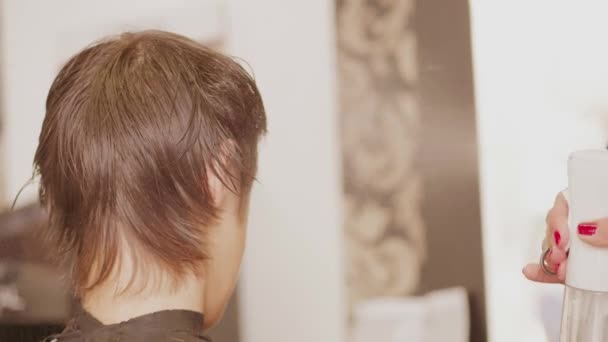 Coiffeur Pulvérisation Par Eau Peigner Les Cheveux Femme Pour Coiffer — Video