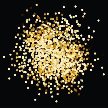 Altın payetler siyah arka plan üzerinde izole. Altın konfeti.