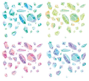 Crystal color doodles. Hand drawn gemstones doodles isolated on white. clipart