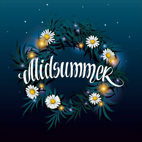 Летние буквы. Венок на воде с отражением векторной иллюстрации звездного неба. Концепция летнего отдыха
.