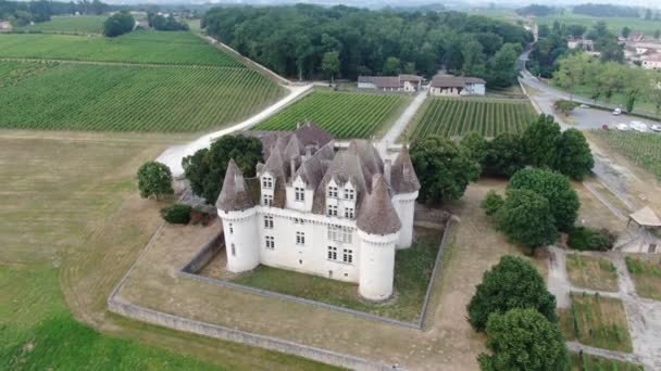 Monbazillac Vídeo Castelo Com Dji Drone Castelo Monumento Histórico Listado — Vídeo de Stock