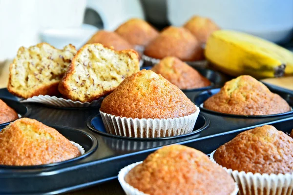 Banaan Muffins Zijn Gemakkelijk Voor Kinderen Maken — Stockfoto