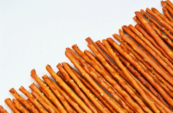 Närbild Från Saltsticks Vit Bakgrund — Stockfoto