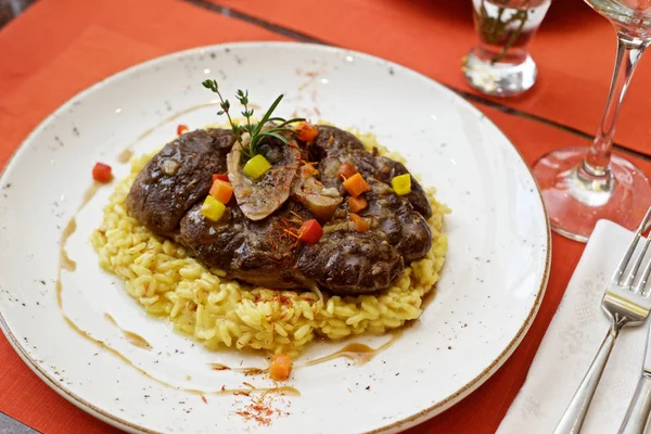 Risotto Con Verduras Schnitzel — Foto de Stock