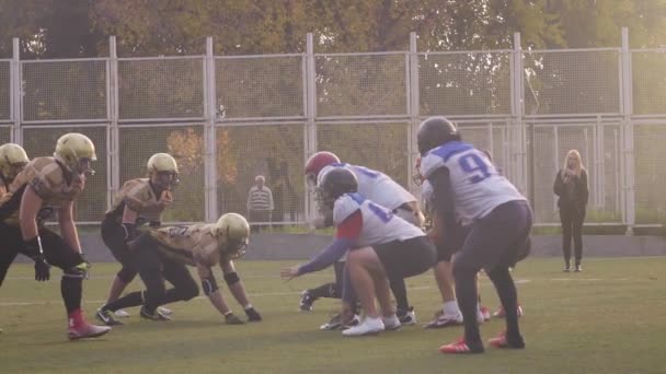Dnipro Ukraine Oktober 2018 Freundschaftliches American Football Spiel Zwischen Profis — Stockvideo