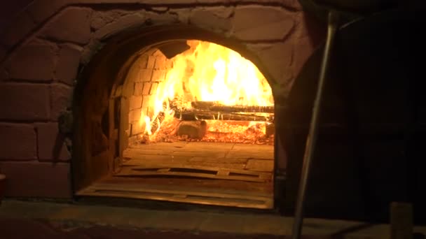pizza cuisinière en feu dans le four 