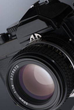 closeup eski retro film kamera objektifi