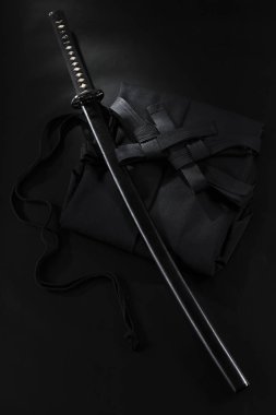 Japon katana samuray kılıcı. Dövüş sanatları Aikido hakama, üniforma