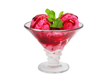 Bir bardak dondurma, beyaz bir arka plan üzerinde