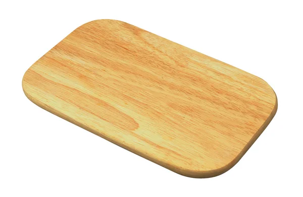 Placa de corte de madeira para alimentos isolados em branco — Fotografia de Stock