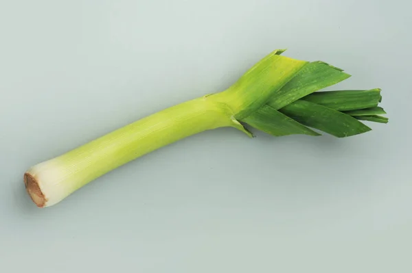 Jung-grüner Knoblauch, Lauch, isoliert auf grauem Hintergrund — Stockfoto