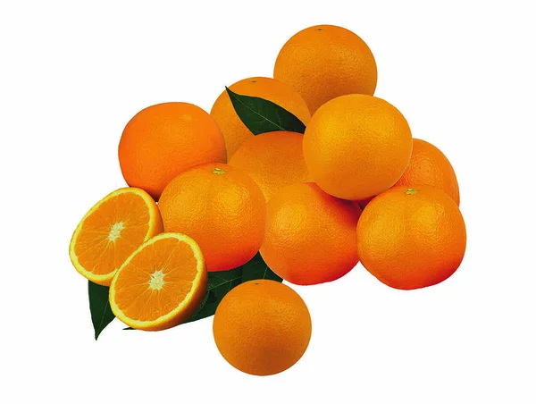 Fresh oranges isolated on the gray background — Stock Photo, Image