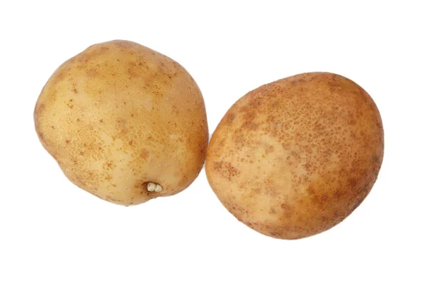 Сира картопля на білому ізольованому фоні — стокове фото