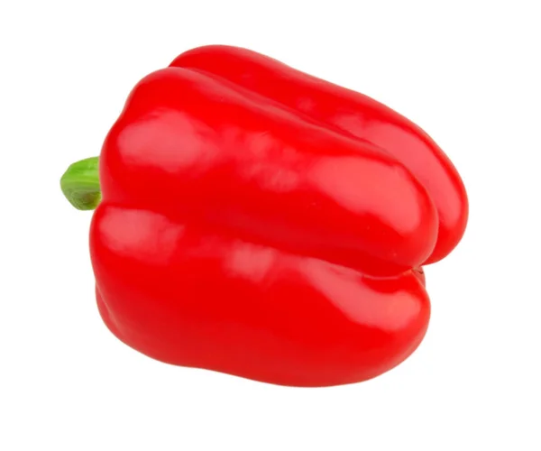Zoete rode paprika met groene Steel geïsoleerd op witte achtergrond. Rode paprika geïsoleerd met uitknippad. — Stockfoto