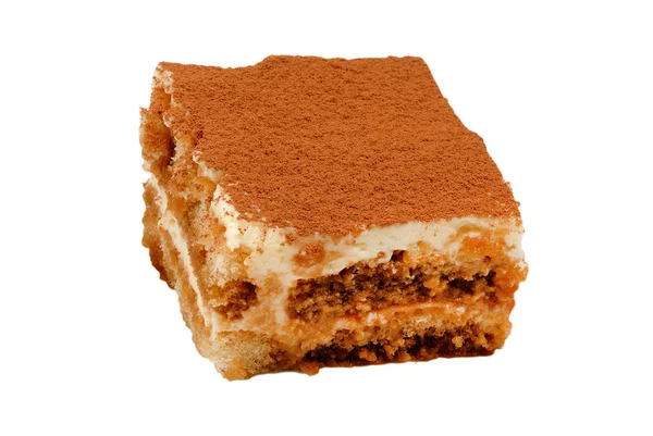 Rebanada de delicioso pastel en un plato blanco sobre fondo blanco aislado —  Fotos de Stock