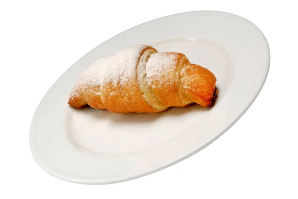 Croissant de gergelim delicioso isolado no fundo branco — Fotografia de Stock