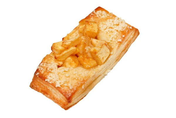 Broodjes met appels en kaneel op plaat op een witte geïsoleerde achtergrond Rechtenvrije Stockafbeeldingen