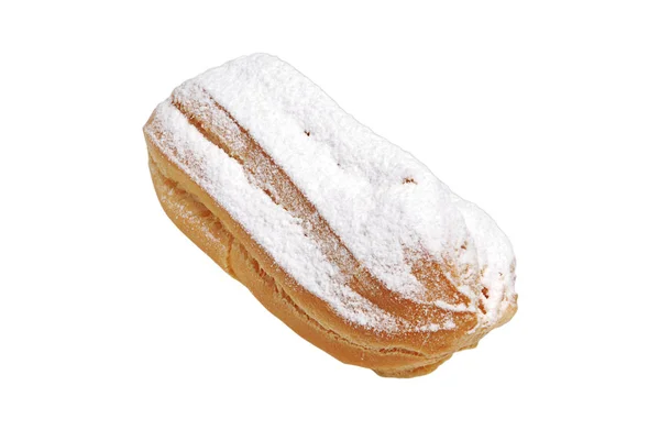 Verse custard eclairs taarten op een witte geïsoleerde achtergrond — Stockfoto