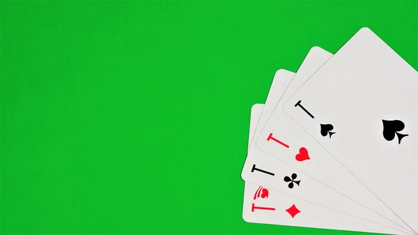 Aces Green Background Game Table Card Strategy Games Element Chance — Stock Photo, Image