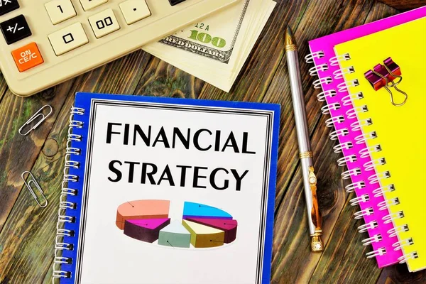 Estrategias Financieras Una Etiqueta Texto Carpeta Diagrama Eficacia Planificación Empresarial — Foto de Stock