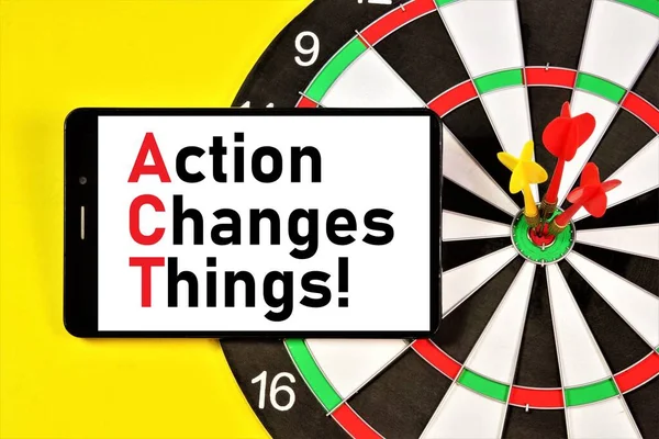 Action Changes Things Widget Displaying Text Messages Background Target Darts — Stock Photo, Image