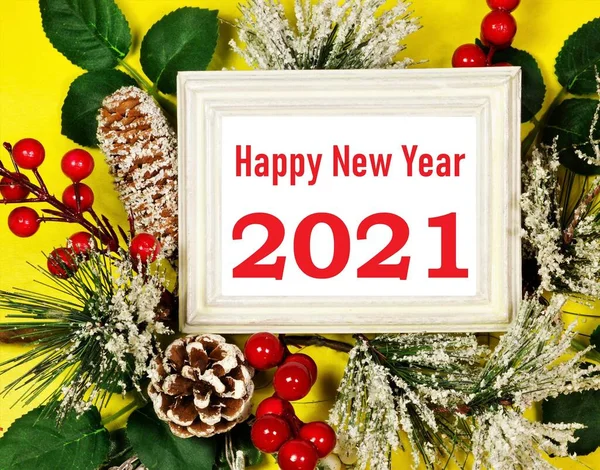Feliz Ano Novo Para 2021 Mensagem Texto Parabéns Quadro Sinal — Fotografia de Stock