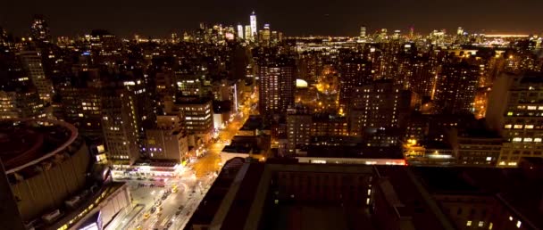 New York City Gökdelen Muhteşem Gece Timelapse — Stok video