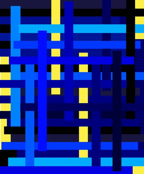 水平和垂直的蓝色和黄色条纹的矢量插图与3D — 图库矢量图片#