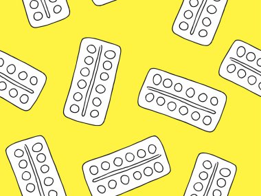 Tabletlerle kusursuz desen. Vektör illüstrasyonu.