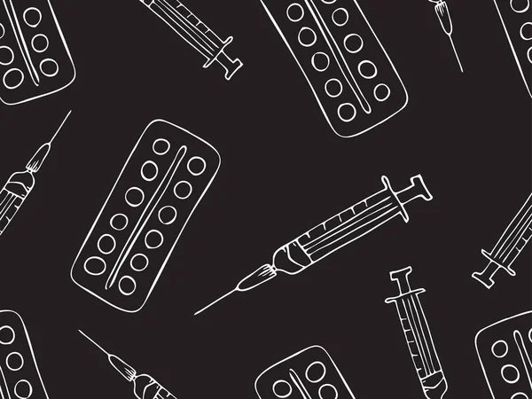 Uyuşturucu, şırınga ve hap deseni.