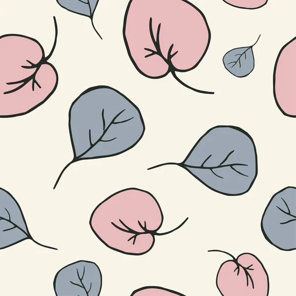 Beyaz arka planda mavi ve pembe yapraklar.