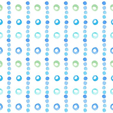 Mavi, mavi, Turkuaz renk suluboya daireler ile soyut seamless modeli. Ambalaj, ambalaj, Tekstil için kartları, hediye defter tasarımı için kullanılabilir