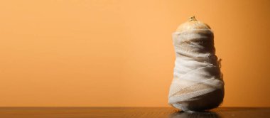 Balkabağı pankartı. Cadılar Bayramı süsü. Boşluğu kopyala