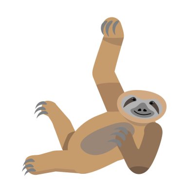 Şirin tembel bir ağaç dalına asılı çizimi