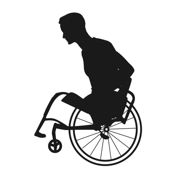 Silhouette d'un homme en fauteuil roulant. — Image vectorielle