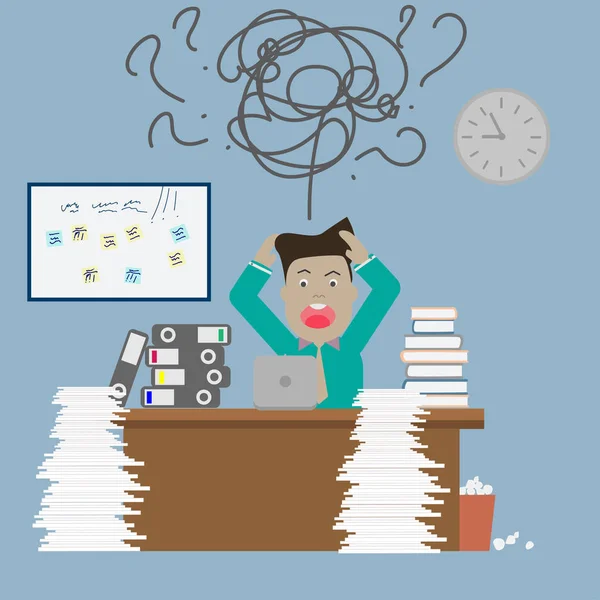 Stress from office work — Stock Vector