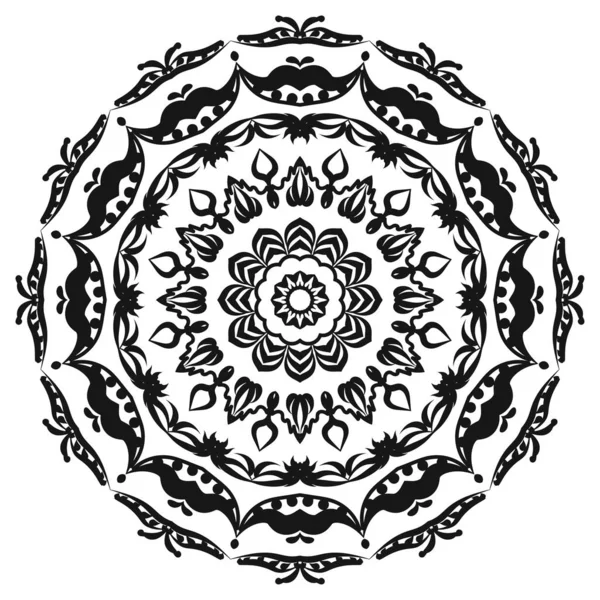Mandala pattern black and white good mood — Stock Vector