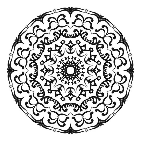 Mandala pattern black and white good mood — Stock Vector