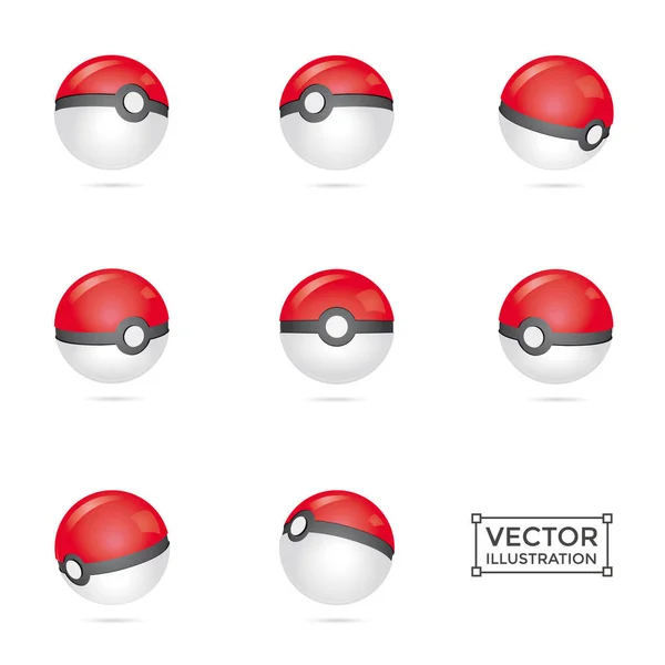 Vector Icon Set Pokeball — Stock Vector