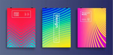 Poster with flat geometric pattern. Cool colorful backgrounds. Applicable for Banners, Placards, Posters, Flyers. Eps 10 Vector template clipart