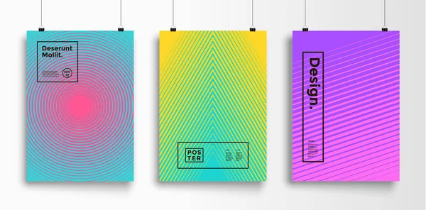 Plakat Mit Flachem Geometrischem Muster Coole Farbenfrohe Hintergründe Geeignet Für — Stockvektor