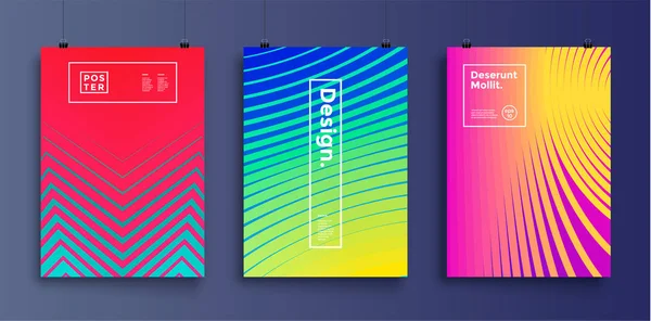 Poster Düz Geometrik Desenli Serin Renkli Arka Planlar Afiş Posterlerini — Stok Vektör