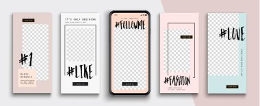 Düzenlenebilir Instagram Hikayeleri şablonu. Akıyor. 