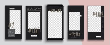 Düzenlenebilir Instagram Hikayeleri şablonu. Akıyor. 