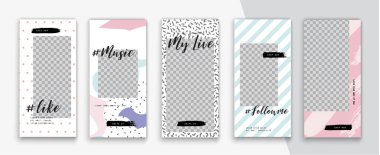 Düzenlenebilir Instagram Hikayeleri şablonu. Akıyor. 