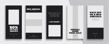 Kullanılabilir Instagram Hikayeleri şablonu satma. Akış. 