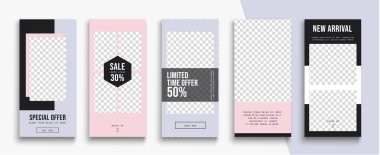 Kullanılabilir Instagram Hikayeleri şablonu satma. Akış. 