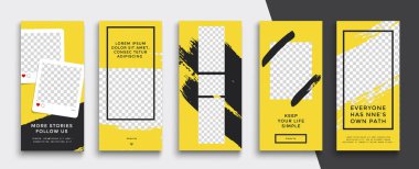 Düzenlenebilir Instagram Hikayeleri şablonu. Akıyor. 