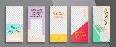 Trendy düzenlenebilir Instagram hikayeler şablonu. Sosyal medya için tasarım. Tiktok 